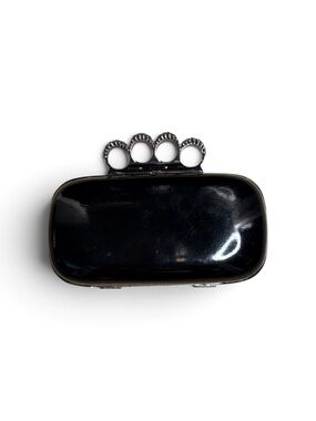 Black Knuckle-Handle Evening Clutch